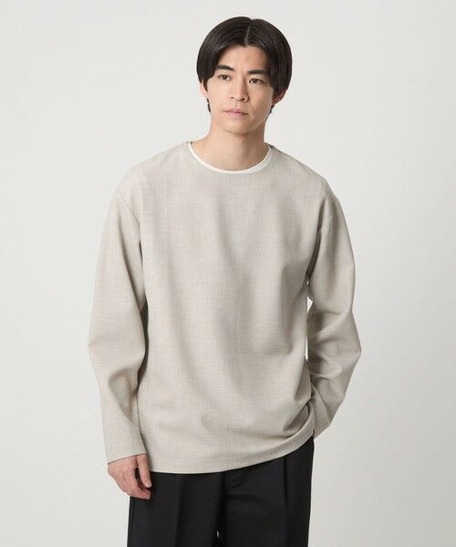 green label relaxing/グリーンレーベル リラクシング KIVANC ノーカラー 長袖 Tシャツ -ストレッチ- NATURAL M green label relaxing/グリーンレーベル リラクシング KIVANC ノーカラー 長袖 Tシャツ -ストレッチ- NATURAL M