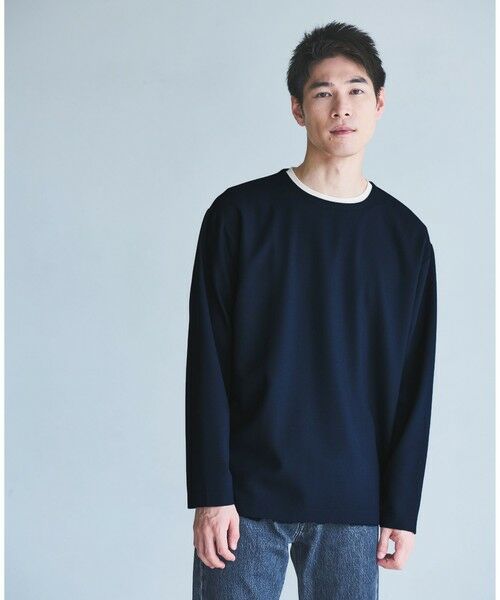 green label relaxing / グリーンレーベル リラクシング カットソー | KIVANC ノーカラー 長袖 Tシャツ -ストレッチ- | 詳細23