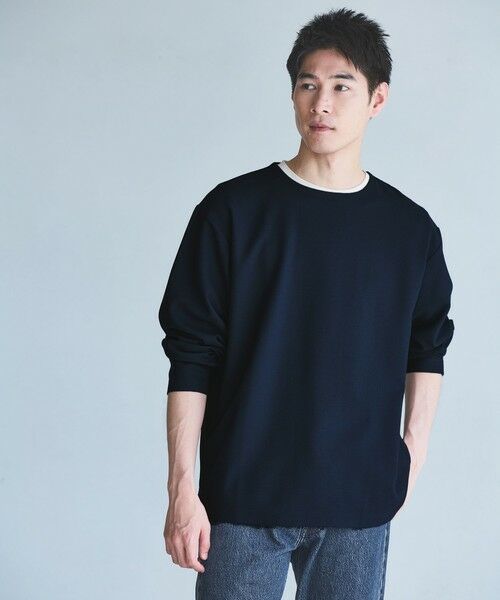 green label relaxing/グリーンレーベル リラクシング KIVANC ノーカラー 長袖 Tシャツ -ストレッチ- NAVY S green label relaxing/グリーンレーベル リラクシング KIVANC ノーカラー 長袖 Tシャツ -ストレッチ- NAVY S