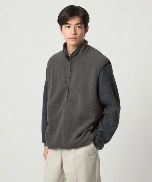 green label relaxing/グリーンレーベル リラクシング ＜GOAT＞フリース ハーフジップ ベスト DK. GRAY M