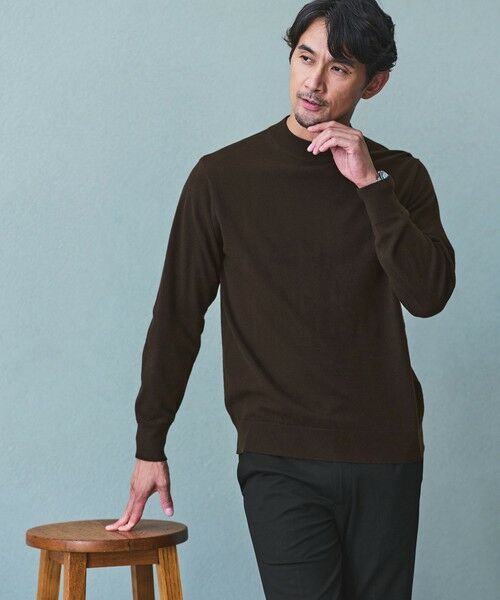 green label relaxing/グリーンレーベル リラクシング 【WEB限定】JUST fit ジャケイン モックネック ニット DK. BROWN M
