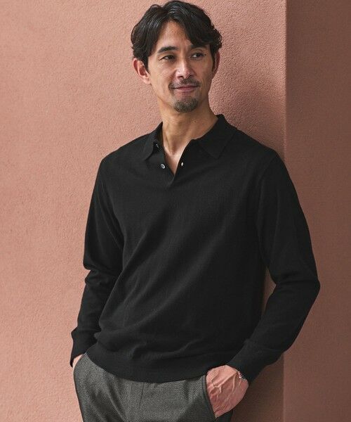 green label relaxing/グリーンレーベル リラクシング 【WEB限定】JUST fit ジャケイン ニットポロ BLACK S