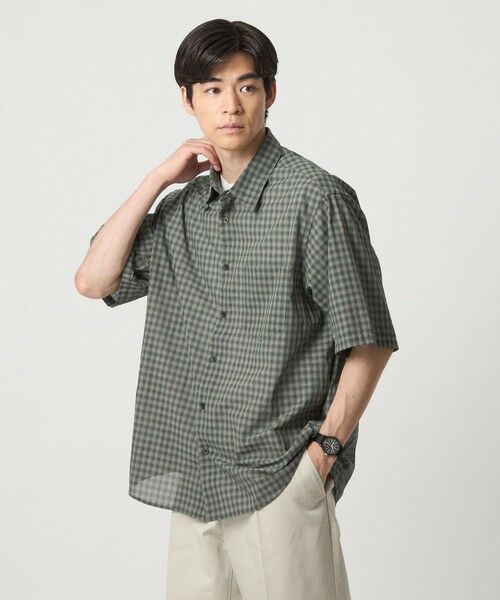 green label relaxing/グリーンレーベル リラクシング ミニ オンブレ チェック ジャストルーズ レギュラーカラー シャツ -通気性- OLIVE M green label relaxing/グリーンレーベル リラクシング ミニ オンブレ チェック ジャストルーズ レギュラーカラー シャツ -通気性- OLIVE M