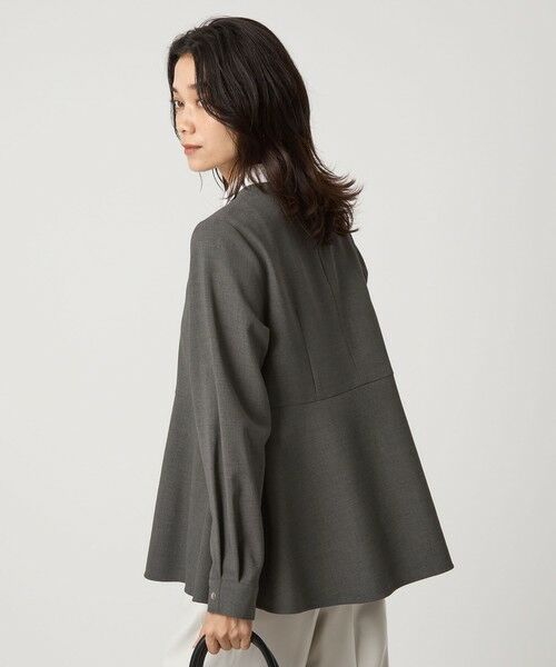 green label relaxing / グリーンレーベル リラクシング シャツ・ブラウス | ソフトジョーゼット 襟付き ペプラム プルオーバー マシンウォッシャブル ストレッチ | 詳細1