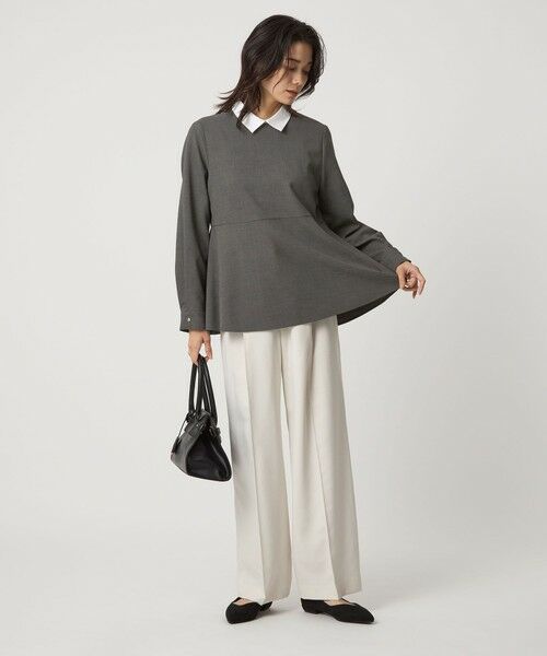 green label relaxing / グリーンレーベル リラクシング シャツ・ブラウス | ソフトジョーゼット 襟付き ペプラム プルオーバー マシンウォッシャブル ストレッチ | 詳細2