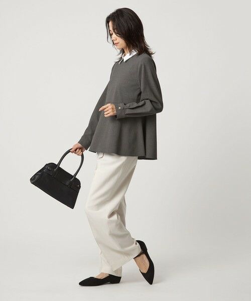 green label relaxing / グリーンレーベル リラクシング シャツ・ブラウス | ソフトジョーゼット 襟付き ペプラム プルオーバー マシンウォッシャブル ストレッチ | 詳細3