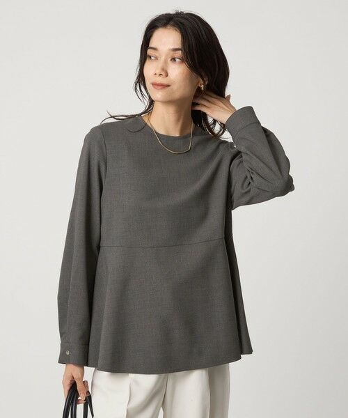 green label relaxing / グリーンレーベル リラクシング シャツ・ブラウス | ソフトジョーゼット 襟付き ペプラム プルオーバー マシンウォッシャブル ストレッチ | 詳細4