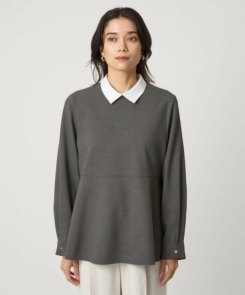 green label relaxing / グリーンレーベル リラクシング シャツ・ブラウス | ソフトジョーゼット 襟付き ペプラム プルオーバー マシンウォッシャブル ストレッチ | 詳細5