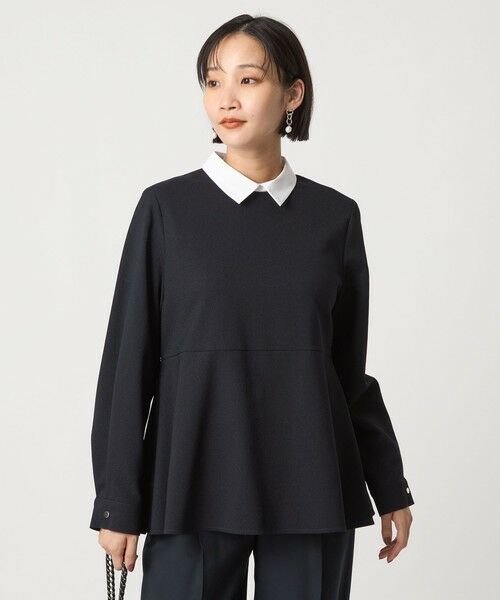 green label relaxing / グリーンレーベル リラクシング シャツ・ブラウス | ソフトジョーゼット 襟付き ペプラム プルオーバー マシンウォッシャブル ストレッチ | 詳細14