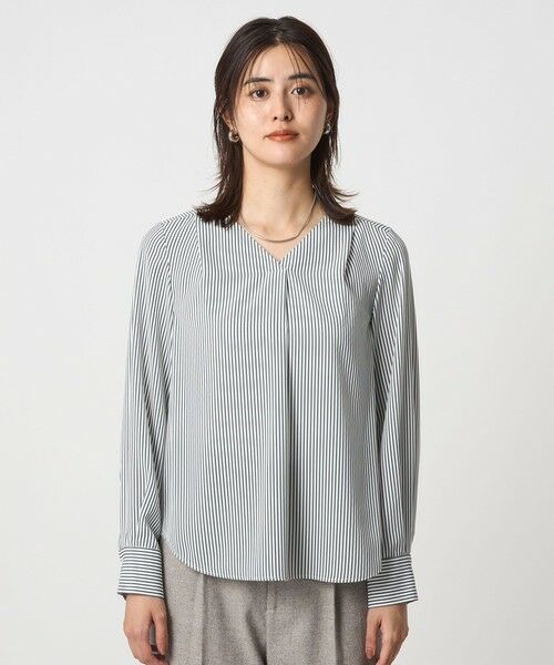 green label relaxing / グリーンレーベル リラクシング シャツ・ブラウス | 肩タック Vネック ブラウス マシンウォッシャブル UVカット | 詳細10