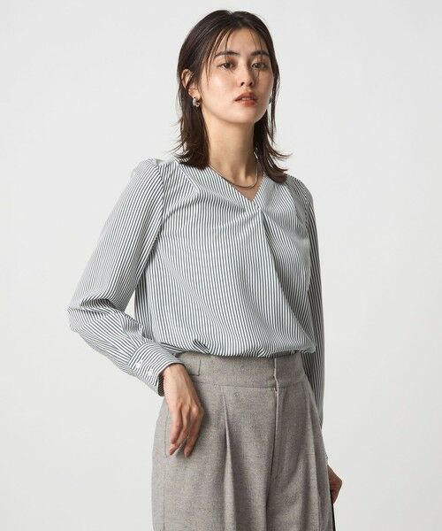 green label relaxing / グリーンレーベル リラクシング シャツ・ブラウス | 肩タック Vネック ブラウス マシンウォッシャブル UVカット | 詳細6