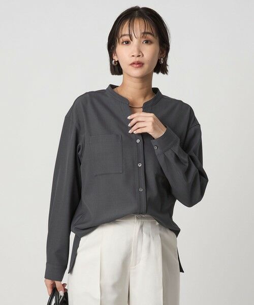 green label relaxing/グリーンレーベル リラクシング スキッパー ポケット ロングスリーブ シャツ マシンウォッシャブル DK. GRAY FREE green label relaxing/グリーンレーベル リラクシング スキッパー ポケット ロングスリーブ シャツ マシンウォッシャブル DK. GRAY FREE