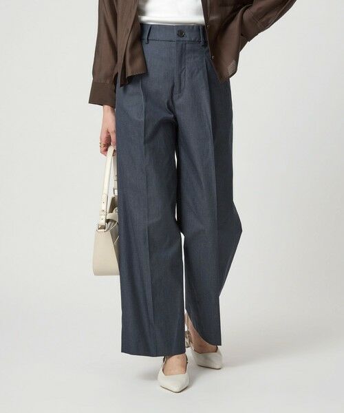 green label relaxing / グリーンレーベル リラクシング スラックス・ドレスパンツ | ［size SHORT/TALLあり］キチントボトムス カバー ワイド パンツ シャンブレー | 詳細1