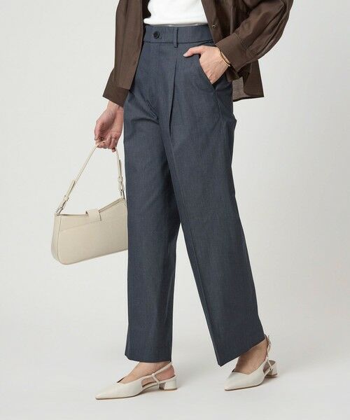 green label relaxing / グリーンレーベル リラクシング スラックス・ドレスパンツ | ［size SHORT/TALLあり］キチントボトムス カバー ワイド パンツ シャンブレー | 詳細2