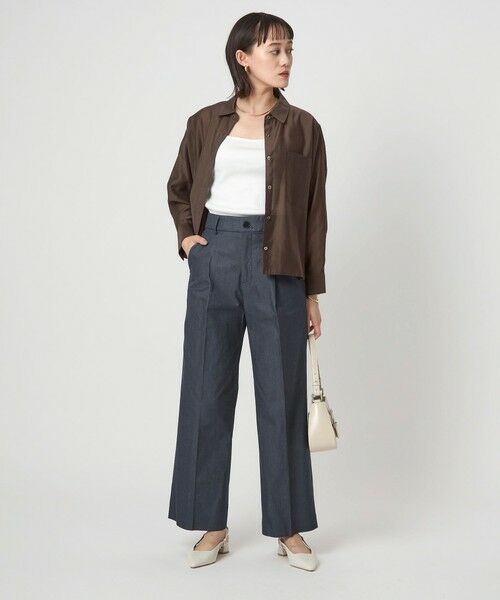 green label relaxing / グリーンレーベル リラクシング スラックス・ドレスパンツ | ［size SHORT/TALLあり］キチントボトムス カバー ワイド パンツ シャンブレー | 詳細3