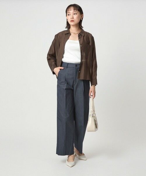 green label relaxing / グリーンレーベル リラクシング スラックス・ドレスパンツ | ［size SHORT/TALLあり］キチントボトムス カバー ワイド パンツ シャンブレー | 詳細4