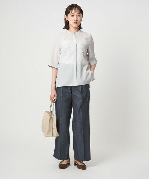 green label relaxing / グリーンレーベル リラクシング スラックス・ドレスパンツ | ［size SHORT/TALLあり］キチントボトムス カバー ワイド パンツ シャンブレー | 詳細5