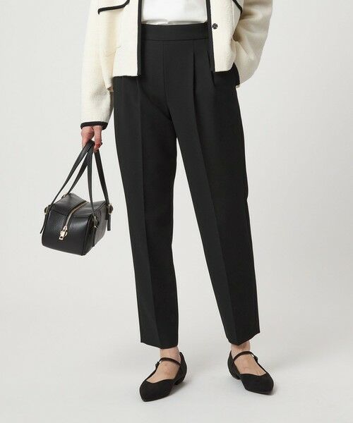 green label relaxing/グリーンレーベル リラクシング ［size SHORT/TALLあり］ダブルクロス テーパード パンツ ウォッシャブル ストレッチ BLACK M(38)