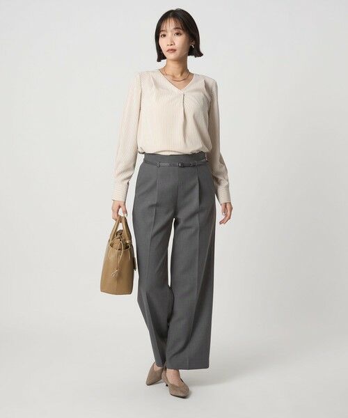 green label relaxing / グリーンレーベル リラクシング スラックス・ドレスパンツ | ［size SHORT/TALLあり］ダブルクロス ワイド パンツ ウォッシャブル ストレッチ | 詳細14