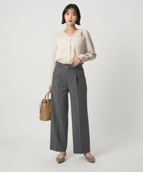 green label relaxing / グリーンレーベル リラクシング スラックス・ドレスパンツ | ［size SHORT/TALLあり］ダブルクロス ワイド パンツ ウォッシャブル ストレッチ | 詳細15