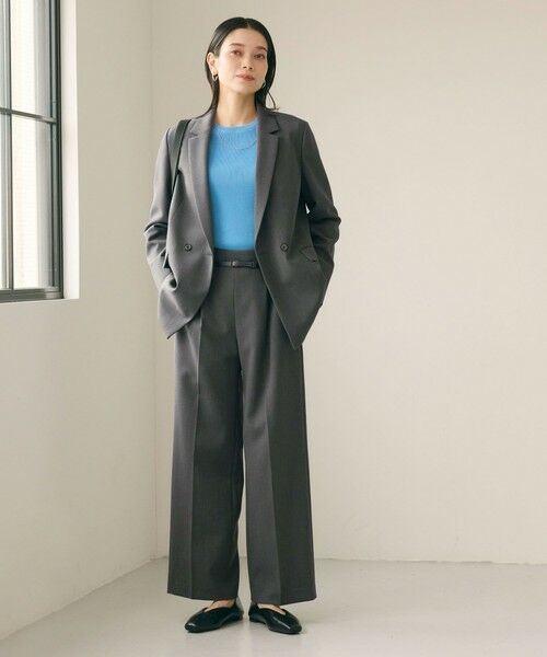 green label relaxing / グリーンレーベル リラクシング スラックス・ドレスパンツ | ［size SHORT/TALLあり］ダブルクロス ワイド パンツ ウォッシャブル ストレッチ | 詳細7