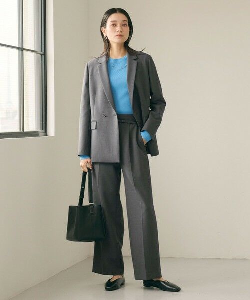 green label relaxing / グリーンレーベル リラクシング スラックス・ドレスパンツ | ［size SHORT/TALLあり］ダブルクロス ワイド パンツ ウォッシャブル ストレッチ | 詳細9