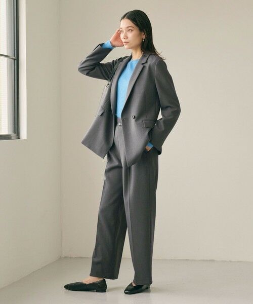 green label relaxing / グリーンレーベル リラクシング スラックス・ドレスパンツ | ［size SHORT/TALLあり］ダブルクロス ワイド パンツ ウォッシャブル ストレッチ | 詳細10