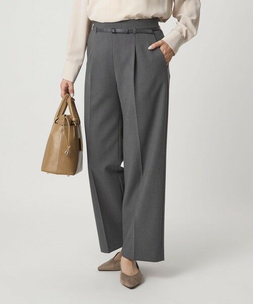 green label relaxing / グリーンレーベル リラクシング スラックス・ドレスパンツ | ［size SHORT/TALLあり］ダブルクロス ワイド パンツ ウォッシャブル ストレッチ | 詳細11