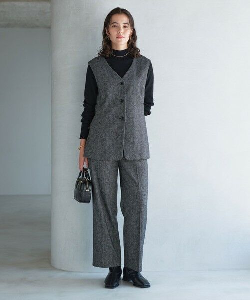 green label relaxing / グリーンレーベル リラクシング スラックス・ドレスパンツ | ［size SHORTあり］メランジツイル パンツ -ウォッシャブル- | 詳細5