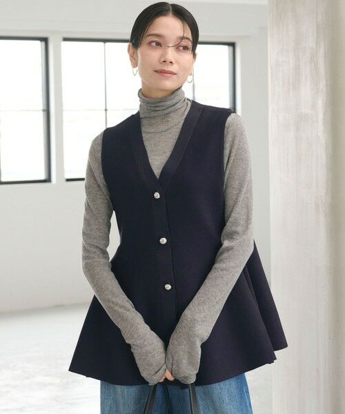 green label relaxing/グリーンレーベル リラクシング ペプラム ジレ ニット プルオーバー -ウォッシャブル- NAVY FREE green label relaxing/グリーンレーベル リラクシング ペプラム ジレ ニット プルオーバー -ウォッシャブル- NAVY FREE