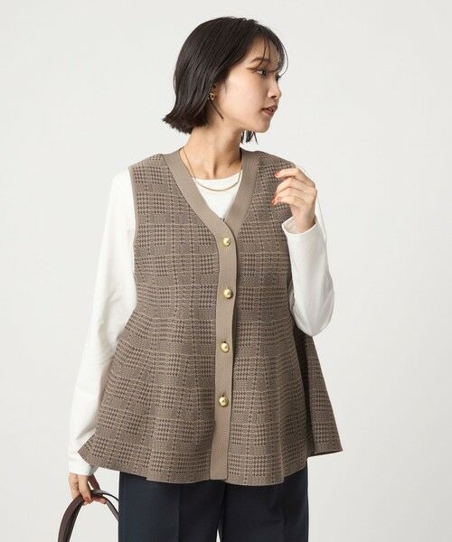 green label relaxing/グリーンレーベル リラクシング ペプラム ジレ ニット プルオーバー -ウォッシャブル- その他1 FREE