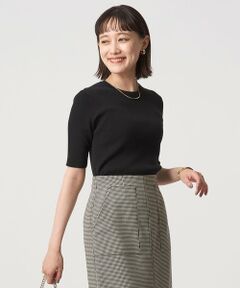 green label relaxing / グリーンレーベル リラクシング ニット・セーター | ＜1_OF MINE＞リブ クルーネック 5分袖 ニット プルオーバー