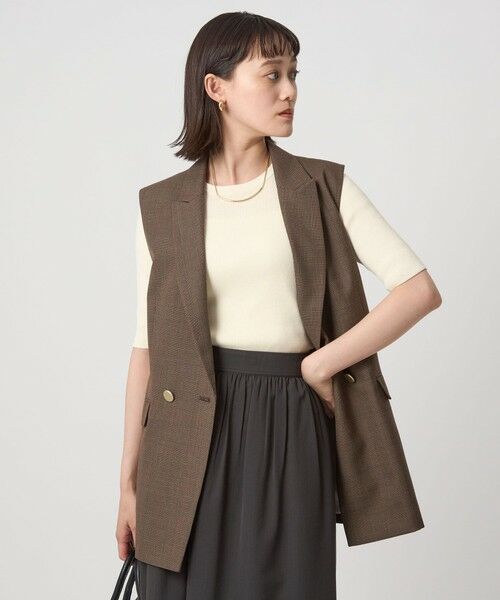 green label relaxing / グリーンレーベル リラクシング ニット・セーター | ＜1_OF MINE＞リブ クルーネック 5分袖 ニット プルオーバー | 詳細1