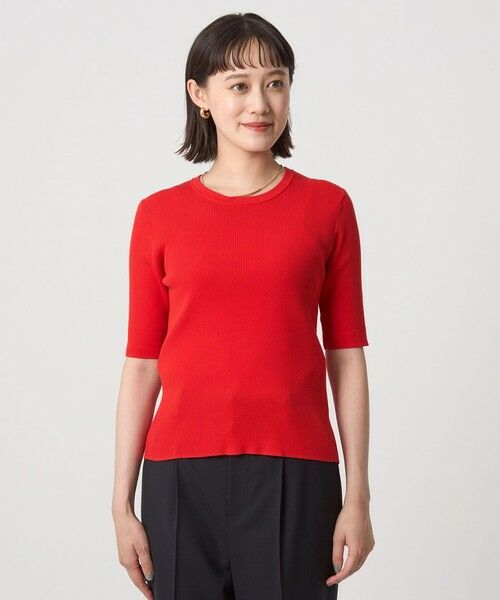 green label relaxing / グリーンレーベル リラクシング ニット・セーター | ＜1_OF MINE＞リブ クルーネック 5分袖 ニット プルオーバー | 詳細19