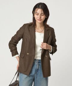 グリーンレーベルリラクシング　ノーカラ―　カラーレス　ジャケット　モカ　40　L green label relaxing / グリーンレーベル リラクシング