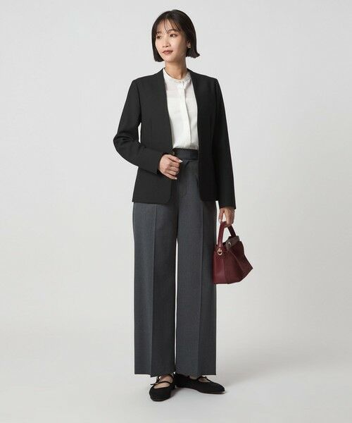 green label relaxing / グリーンレーベル リラクシング ノーカラージャケット | ダブルクロス ノーラペル ジャケット ウォッシャブル ストレッチ | 詳細2