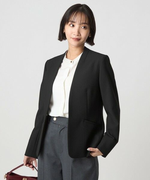 green label relaxing/グリーンレーベル リラクシング ダブルクロス ノーラペル ジャケット ウォッシャブル ストレッチ BLACK XL(42) green label relaxing/グリーンレーベル リラクシング ダブルクロス ノーラペル ジャケット ウォッシャブル ストレッチ BLACK XL(42)