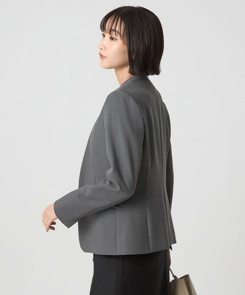 green label relaxing / グリーンレーベル リラクシング ノーカラージャケット | ダブルクロス ノーラペル ジャケット ウォッシャブル ストレッチ | 詳細6