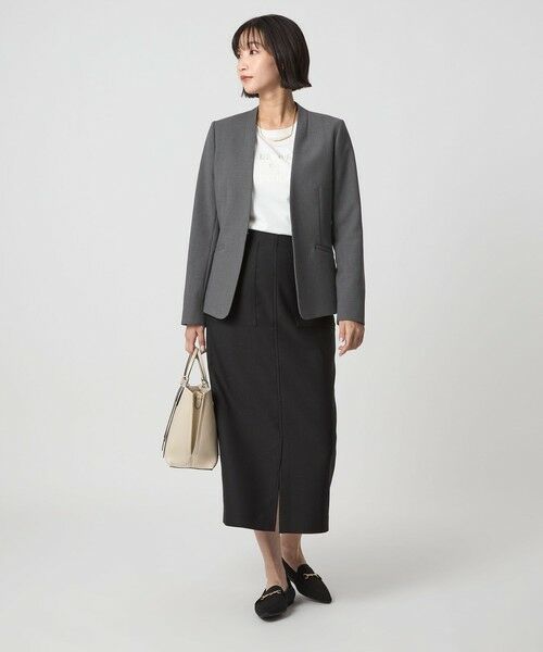 green label relaxing / グリーンレーベル リラクシング ノーカラージャケット | ダブルクロス ノーラペル ジャケット ウォッシャブル ストレッチ | 詳細7