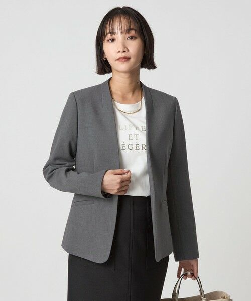 green label relaxing/グリーンレーベル リラクシング ダブルクロス ノーラペル ジャケット ウォッシャブル ストレッチ MD. GRAY L(40) green label relaxing/グリーンレーベル リラクシング ダブルクロス ノーラペル ジャケット ウォッシャブル ストレッチ MD. GRAY L(40)