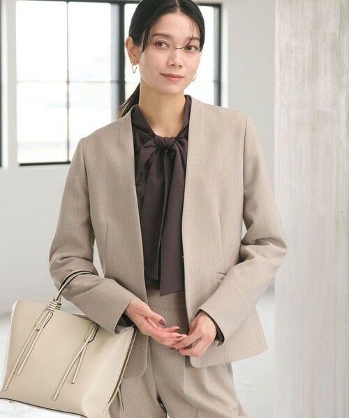 green label relaxing / グリーンレーベル リラクシング ノーカラージャケット | ダブルクロス ノーラペル ジャケット ウォッシャブル ストレッチ | 詳細19