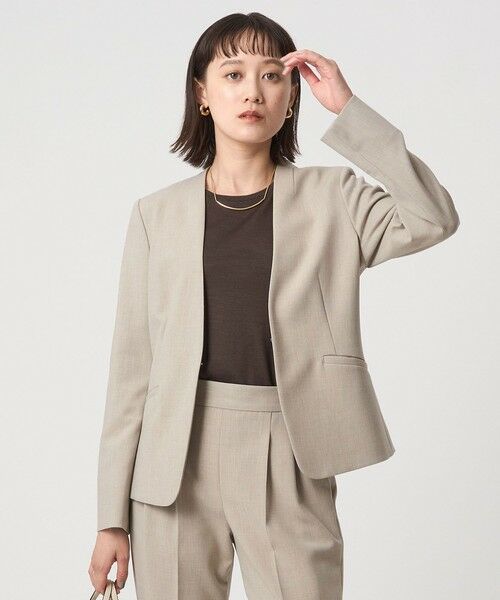 green label relaxing / グリーンレーベル リラクシング ノーカラージャケット | ダブルクロス ノーラペル ジャケット ウォッシャブル ストレッチ | 詳細24