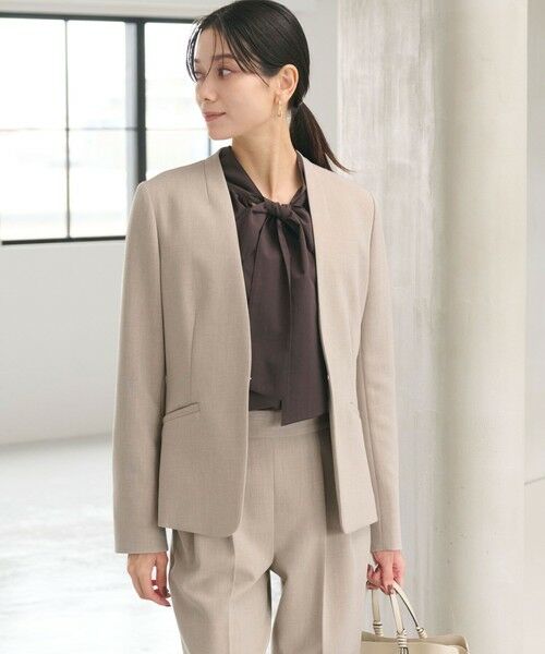 green label relaxing / グリーンレーベル リラクシング ノーカラージャケット | ダブルクロス ノーラペル ジャケット ウォッシャブル ストレッチ | 詳細20