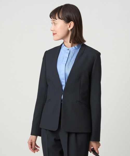 green label relaxing / グリーンレーベル リラクシング ノーカラージャケット | ダブルクロス ノーラペル ジャケット ウォッシャブル ストレッチ | 詳細28