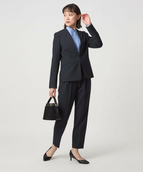 green label relaxing / グリーンレーベル リラクシング ノーカラージャケット | ダブルクロス ノーラペル ジャケット ウォッシャブル ストレッチ | 詳細30