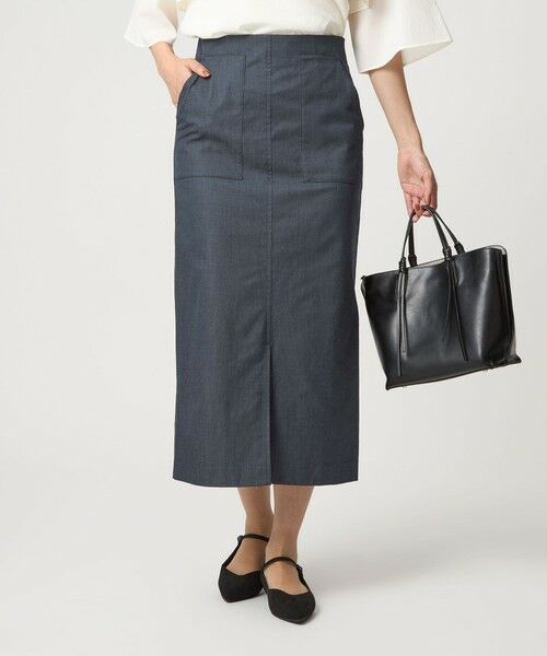 green label relaxing / グリーンレーベル リラクシング ロング・マキシ丈スカート | ［size SHORTあり］キチントボトムス Iライン スリム タイト スカート シャンブレー | 詳細1