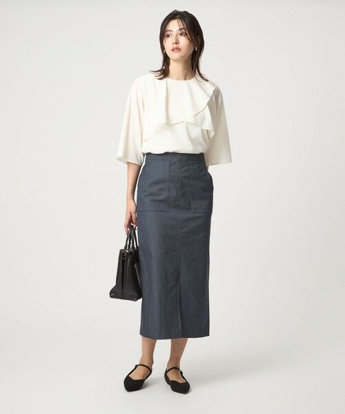green label relaxing / グリーンレーベル リラクシング ロング・マキシ丈スカート | ［size SHORTあり］キチントボトムス Iライン スリム タイト スカート シャンブレー | 詳細2