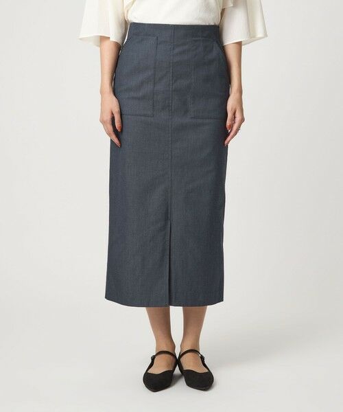 green label relaxing / グリーンレーベル リラクシング ロング・マキシ丈スカート | ［size SHORTあり］キチントボトムス Iライン スリム タイト スカート シャンブレー | 詳細5