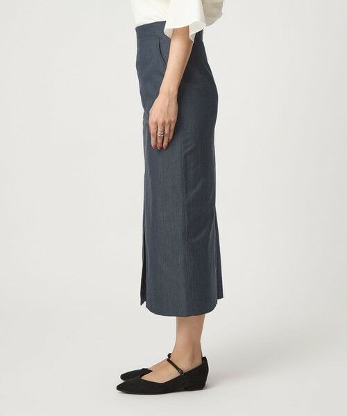 green label relaxing / グリーンレーベル リラクシング ロング・マキシ丈スカート | ［size SHORTあり］キチントボトムス Iライン スリム タイト スカート シャンブレー | 詳細6