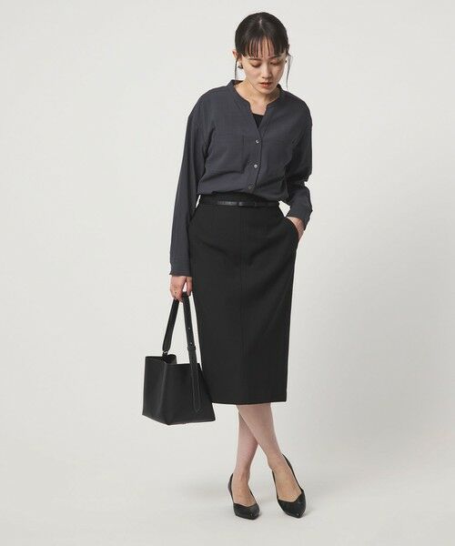 green label relaxing / グリーンレーベル リラクシング ミニ・ひざ丈スカート | ダブルクロス タイト スカート ウォッシャブル ストレッチ | 詳細2